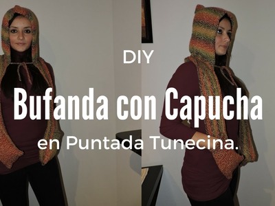 DIY Bufanda con capucha en punto Tunecino