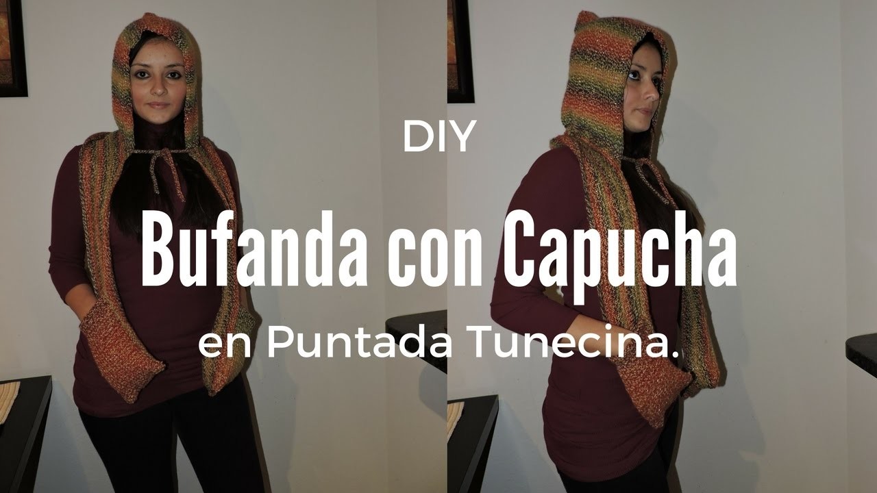 DIY Bufanda con capucha en punto Tunecino