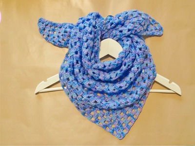 Bufanda triangular a crochet fácil, paso a paso