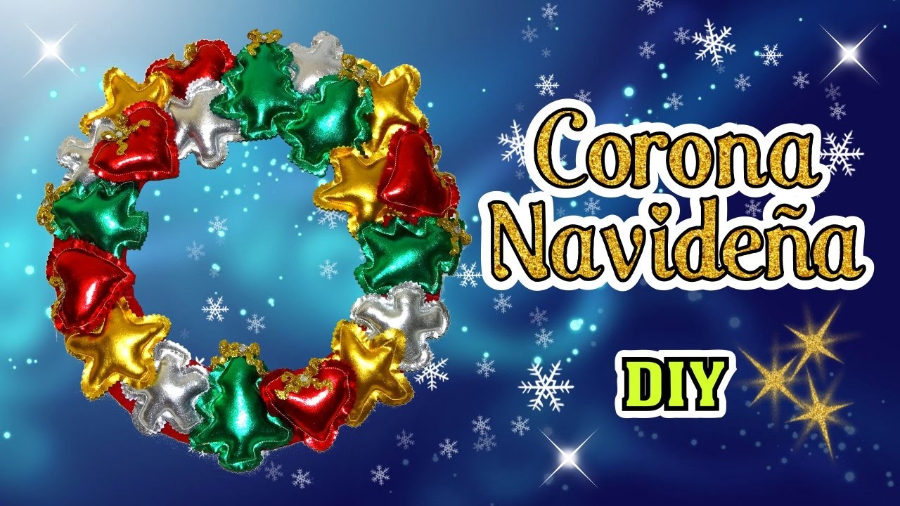 Corona Navideña con tela Latex Guirnalda facil de Navidad DIY