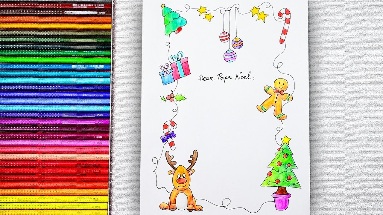 Dibujar y Colorear Carta Navideña para Papa Noel - How to draw and paint Santa Claus Letter