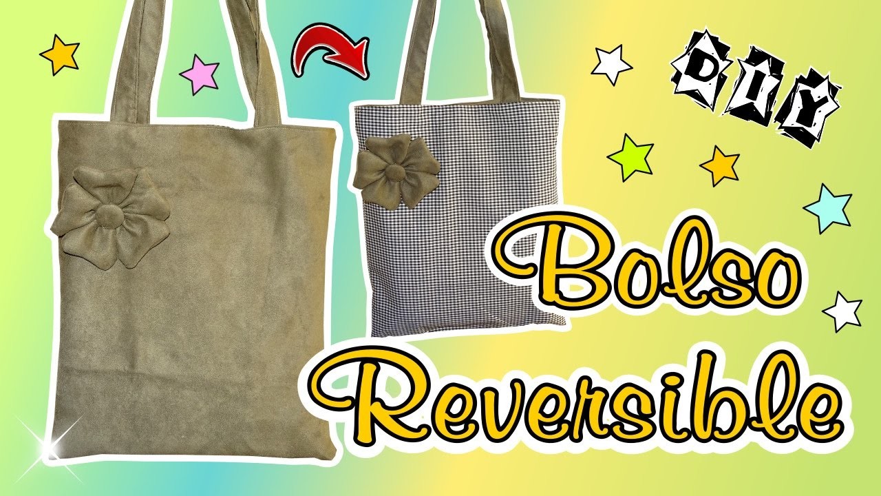 DIY Como hacer un bolso tote reversible con Flor de tela en 3d muy facil