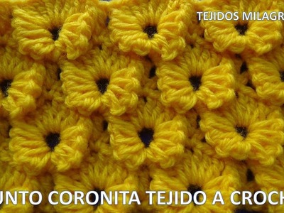 Punto Coronita tejido a crochet paso a paso fácil de tejer para cobijas y bufandas