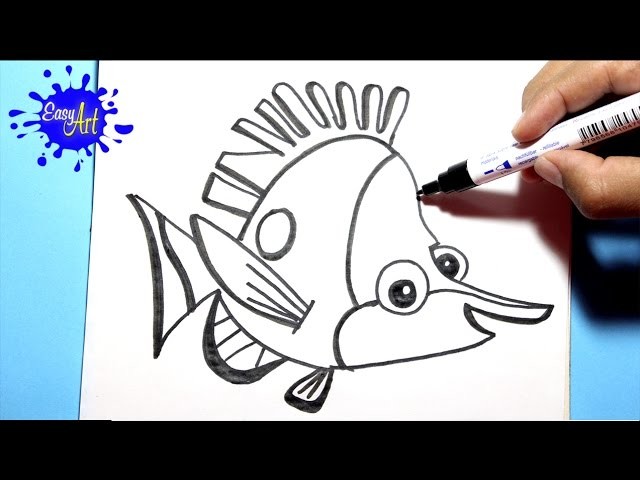 Como dibujar a tad  - how to draw butterflyfish - (Buscando a nemo)