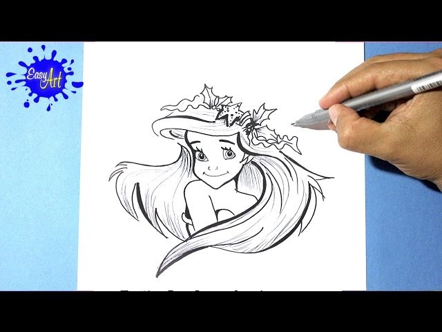 Como dibujar la sirenita l how to draw a mermaid l como dibujar una princesa Disney