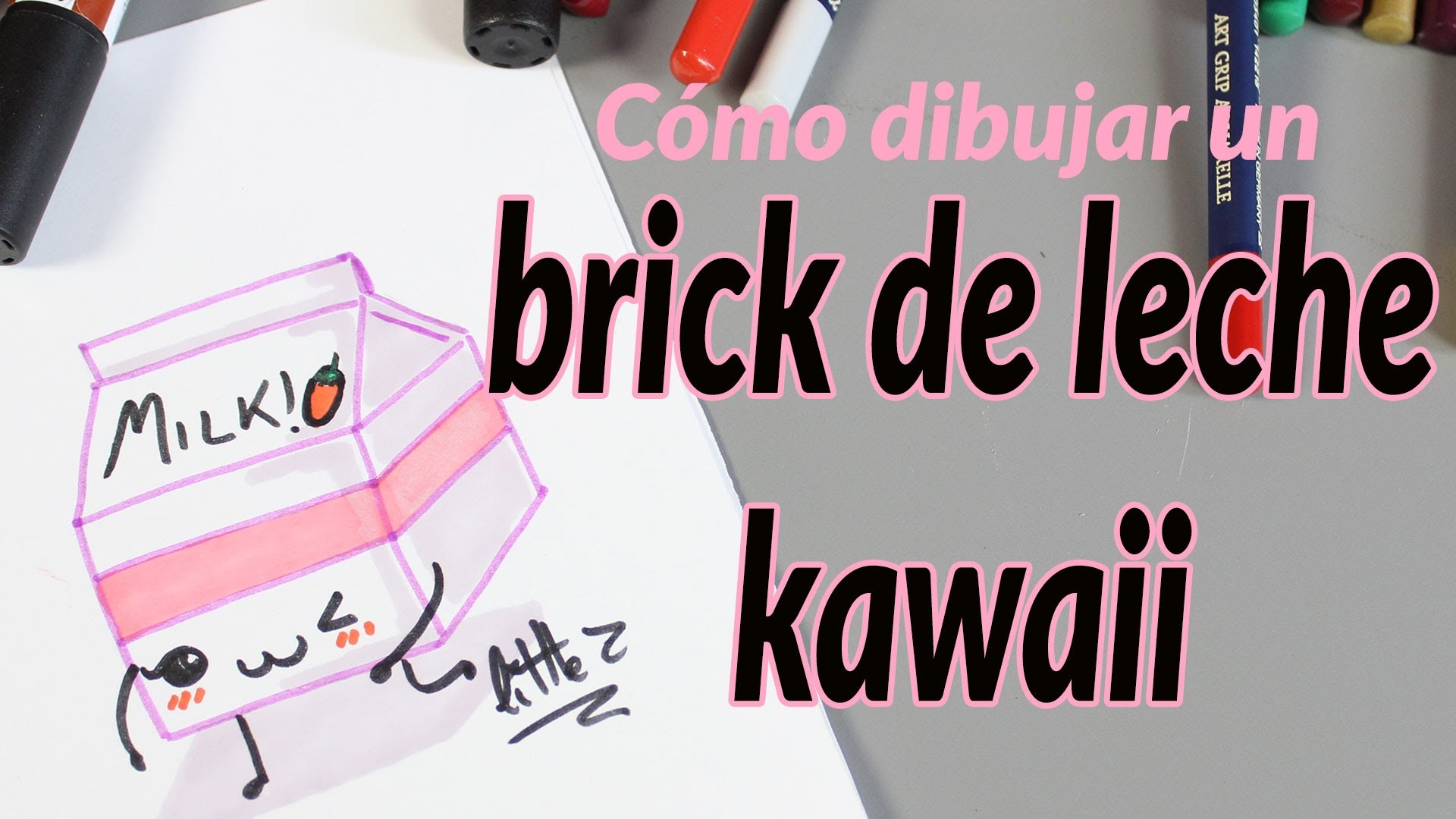 Cómo dibujar un brick de leche kawaii