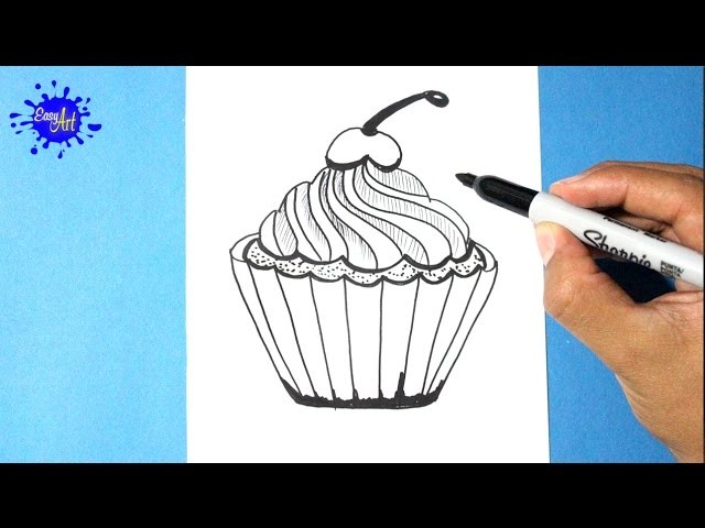 Como dibujar un pastel l how to draw a cake l Como dibujar un cupcake  l Feliz cumpleaños