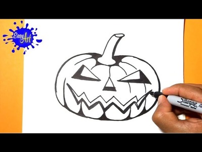 Como dibujar una calabaza halloween - how to draw a halloween pumpkin -  halloween