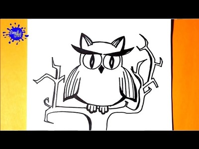 Como dibujar una lechuza - how how to draw an owl - halloween