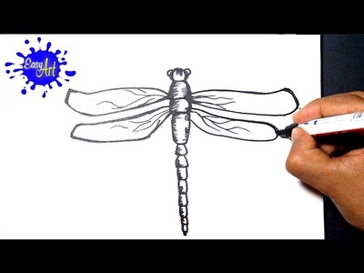 Como dibujar una libelula paso a paso | How to draw a dragonfly - drawing