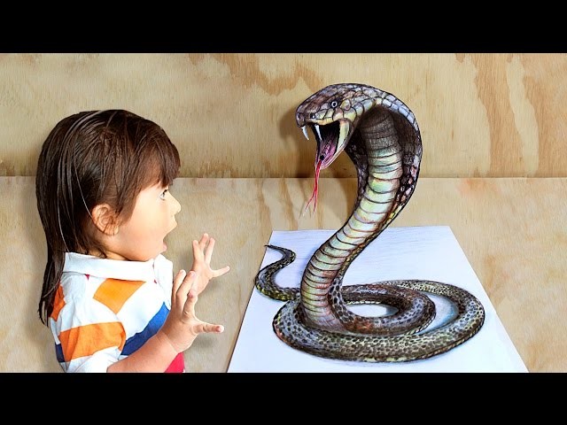 How to draw a 3D snake. Cómo dibujar  una culebra 3D.Ilusion optica