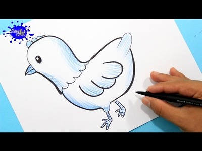 How to draw a chicken l Como dibujar una gallina paso a paso l animales de  La granja