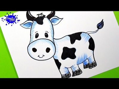 How to draw a cow l Como dibujar una vaca paso a paso l  La granja