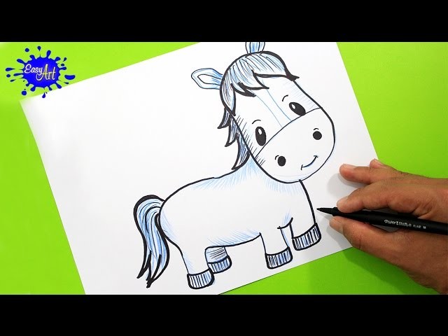 How to draw a horse l Como dibujar un caballo paso a paso l animales de  La granja