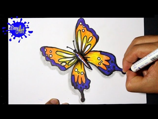 How to draw butterfly 3 - como dibujar una mariposa - como pintar una mariposa