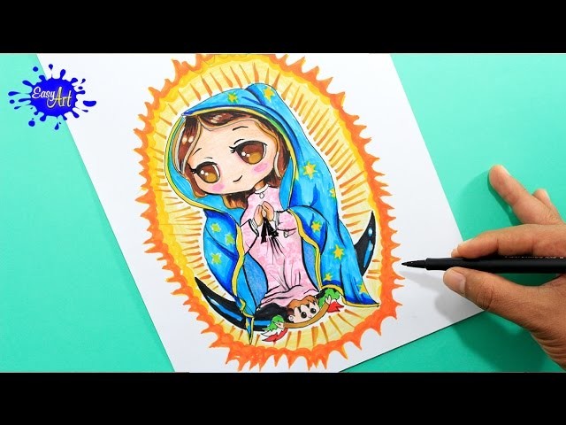 How to draw Guadalupe virgen. como dibujar la virgen de Guadalupe