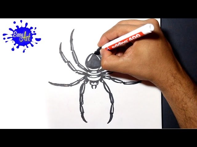 How to draw spider 3 - como dibujar una araña - drawing
