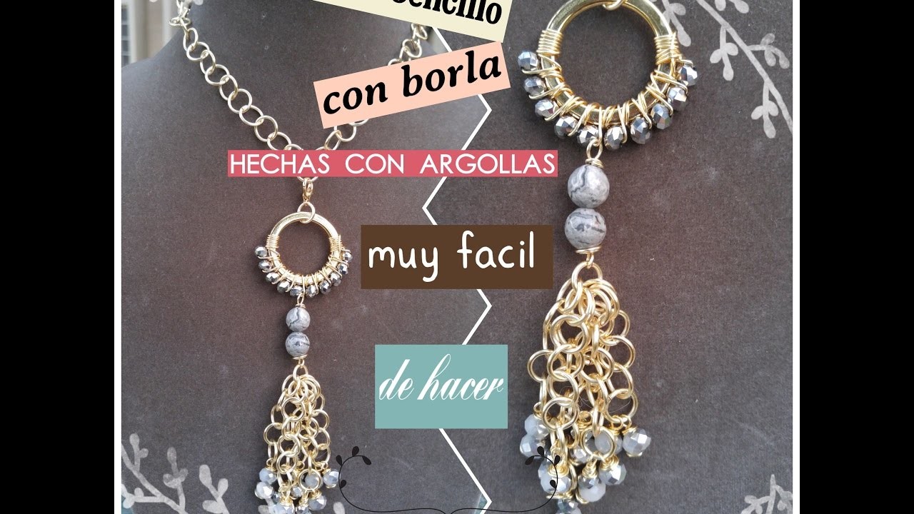 Collar con borla y laterales de argollas (bisuteria)