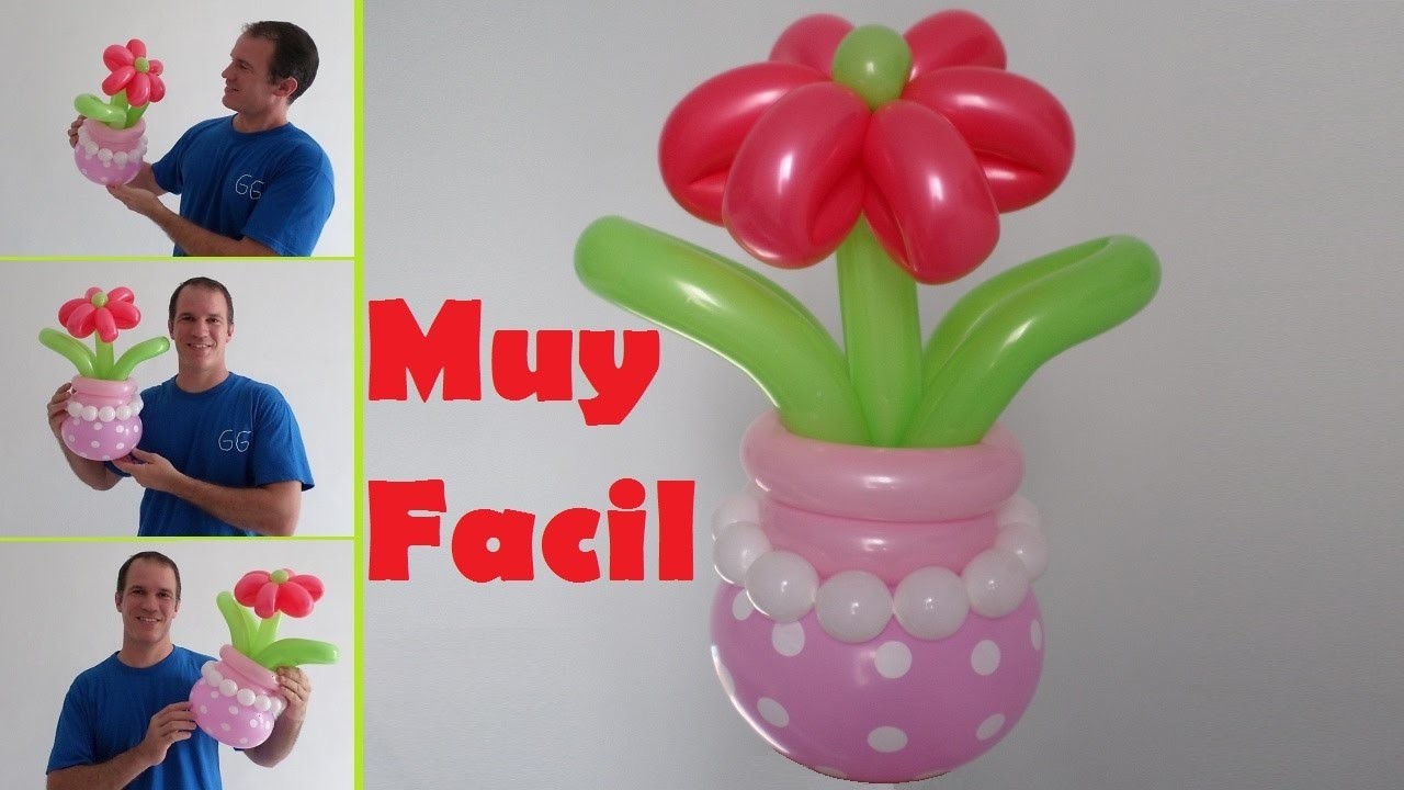 Como hacer flores con globos largos - globoflexia fácil flores - como hacer un florero con globos