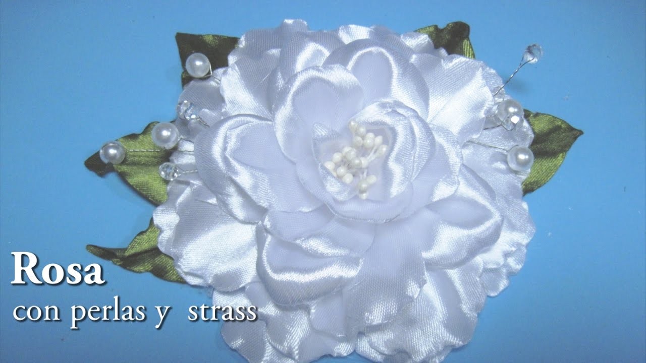 #DIY - Rosa blanca con perlas y strass##DIY - rose with pearls and rhinestones