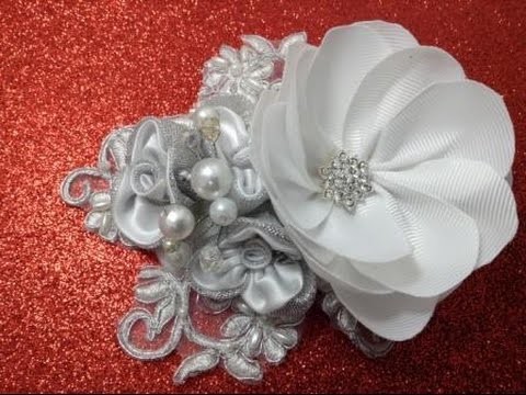 Tocado para el cabello en blanco con plata VIDEO No.393