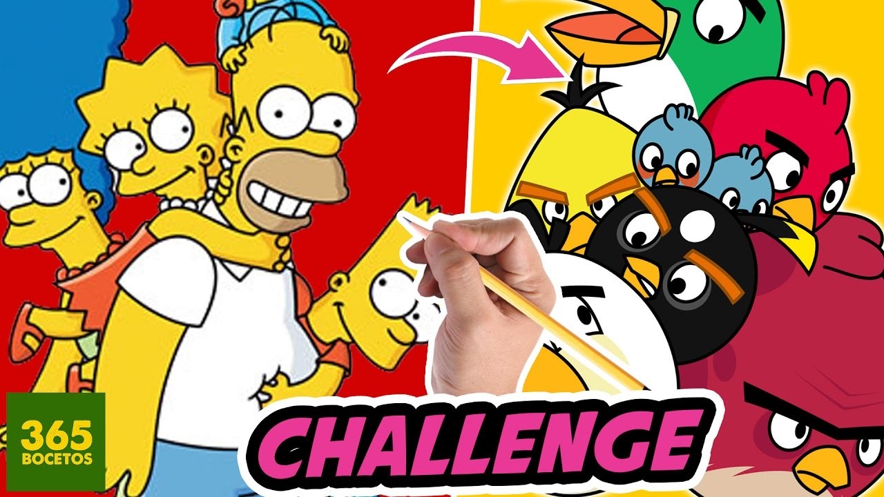 COMO DIBUJAR A LOS SIMPSONS ESTILO ANGRY BIRDS - Art Challenge Angry Birds Epic