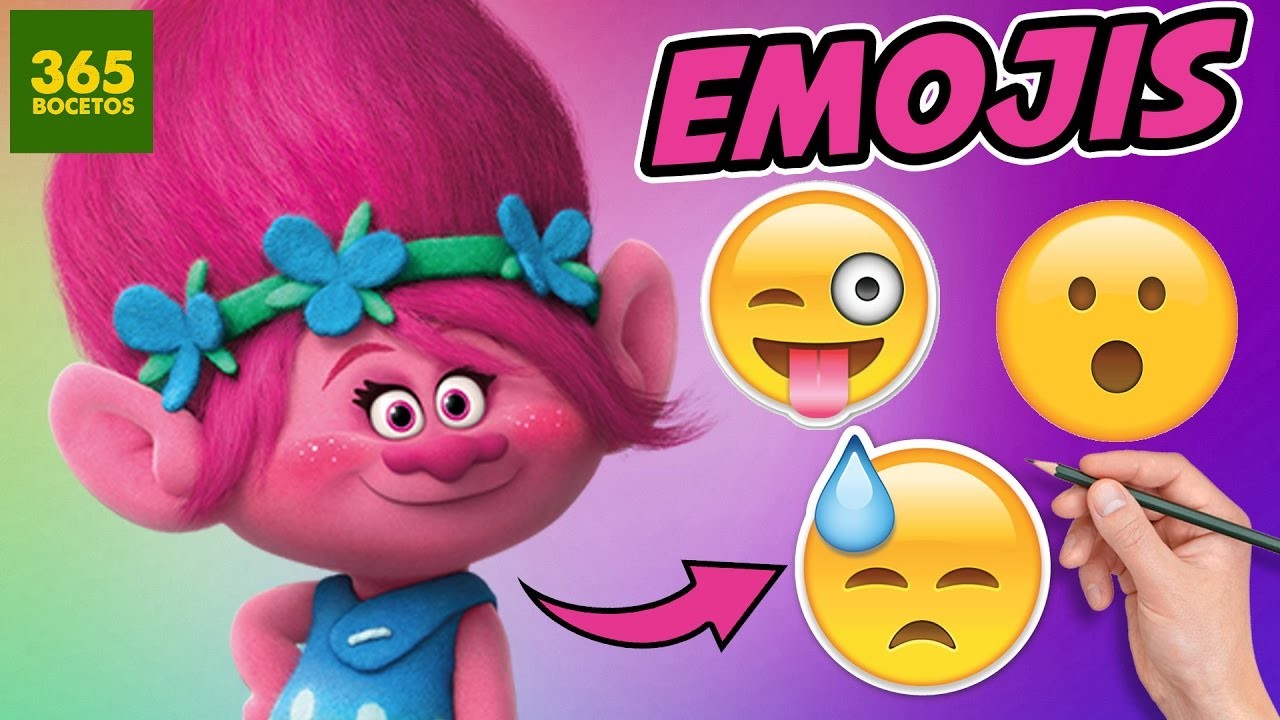 COMO DIBUJAR A POPPY DE TROLLS COMO EMOJIS - Emojis en la vida real - emoji challenge