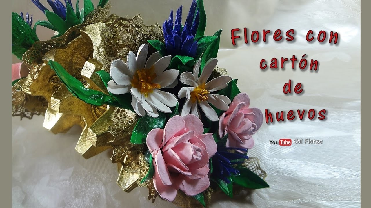 Flores con cartón de huevos  1a  parte - Flowers with egg carton