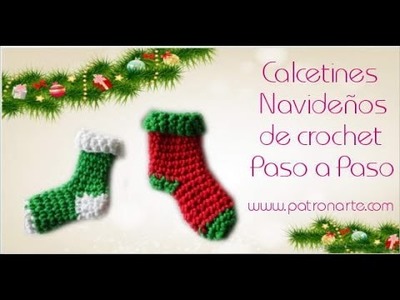 Calcetines Pequeños de Crochet para Navidad