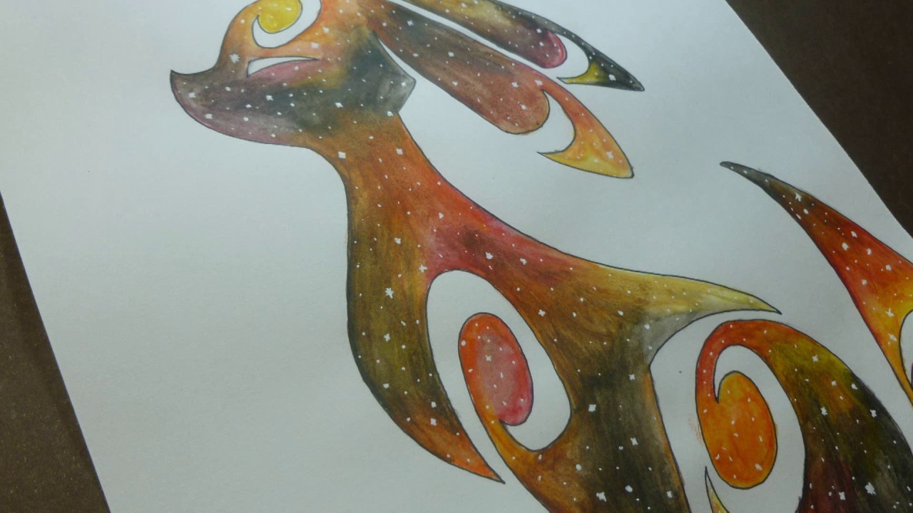 Como dibujar.pintar silueta de Umbreon con galaxia - Pokemon (Speed)