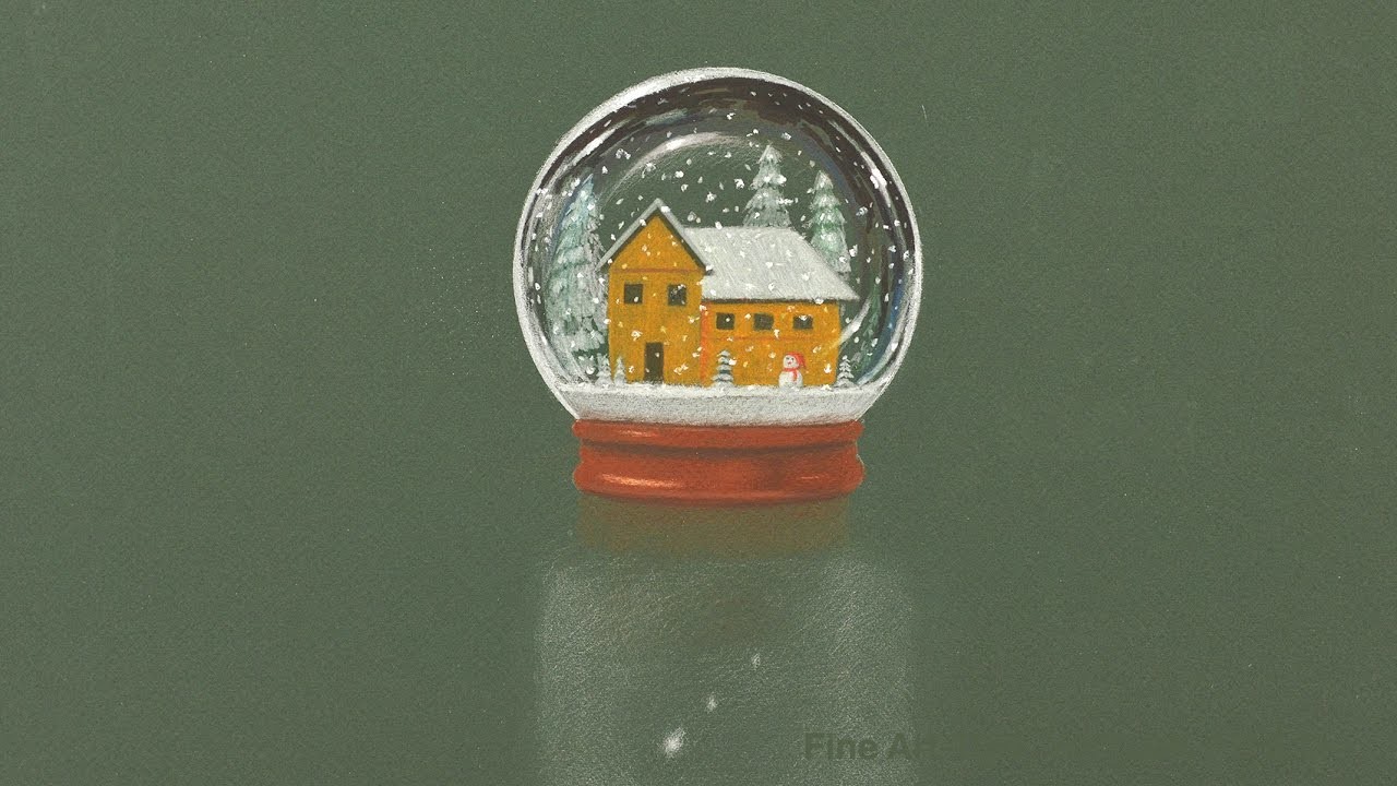 Cómo dibujar una bola de cristal navideña - Esfera con nieve