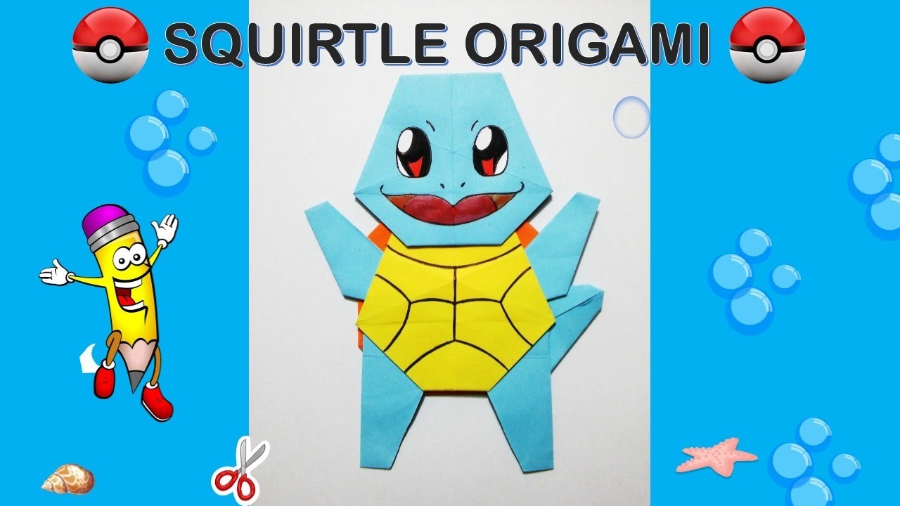 POKEMON GO - Origami SQUIRTLE Tutorial DIY origami how to make origami easy facil