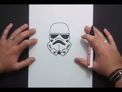 Como dibujar un casco de soldado imperial paso a paso - Star Wars | How to draw a stormtrooper