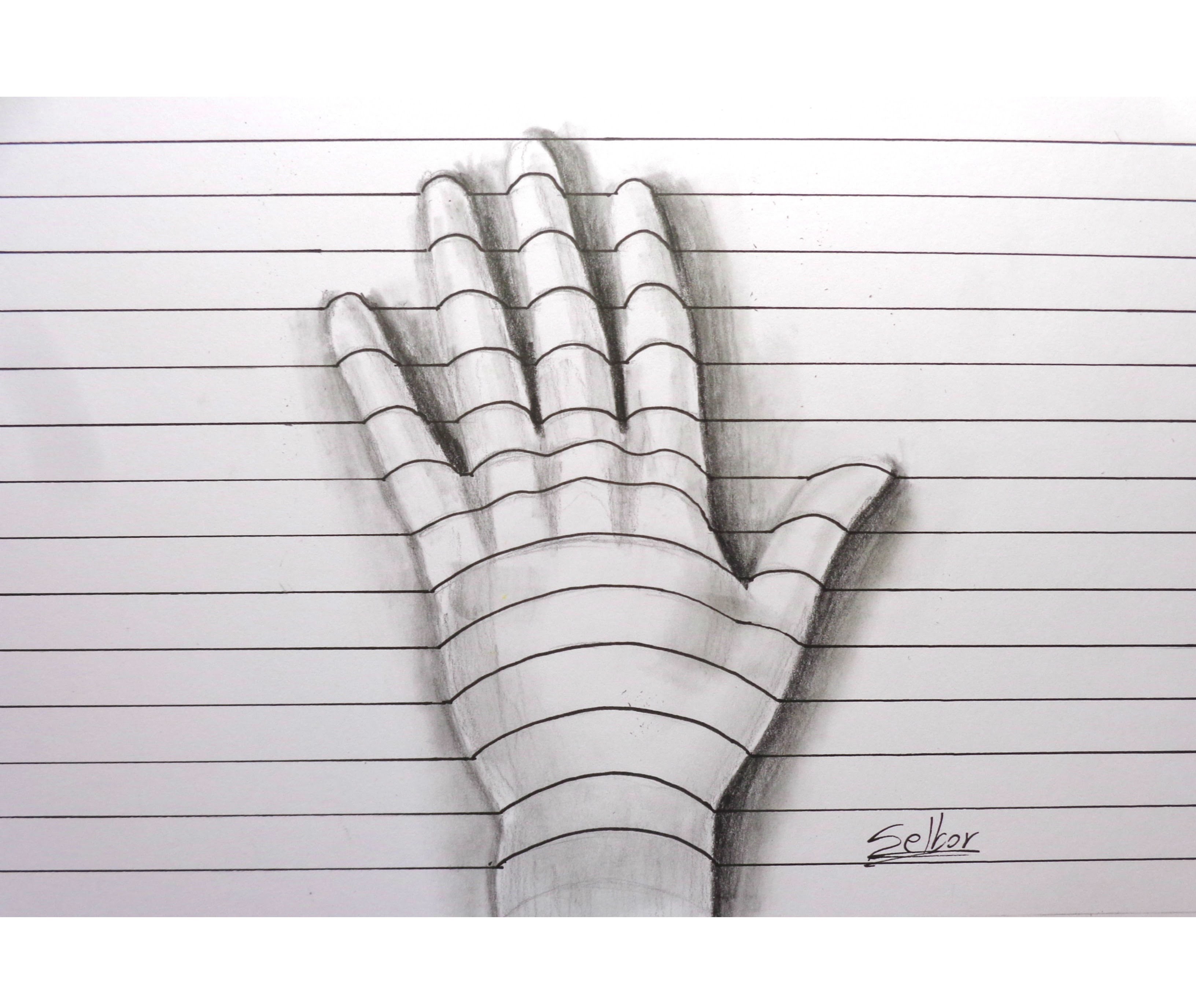 Cómo dibujar una mano con relieve - 3D (Paso a paso) | Selbor