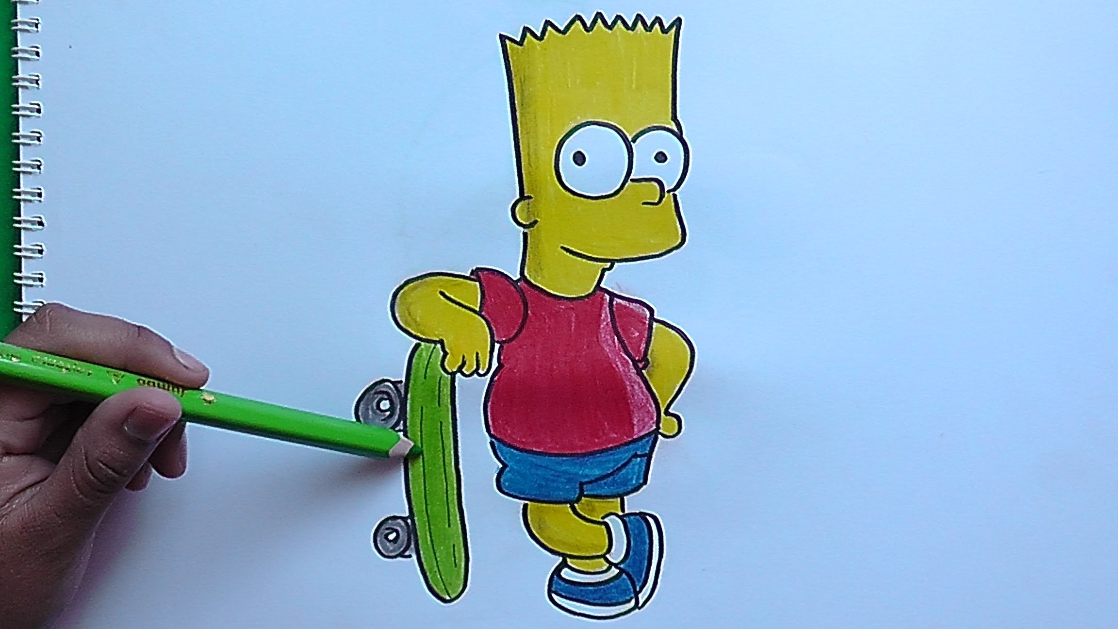 Dibujando a Bart y su Patineta (Los Simpson) - Drawing Bart and his Skateboard