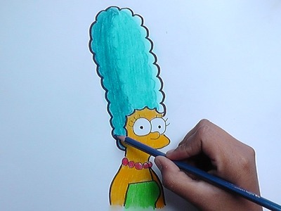 Dibujando y pintando a Marge (Los Simpson) - Drawing and painting Marge
