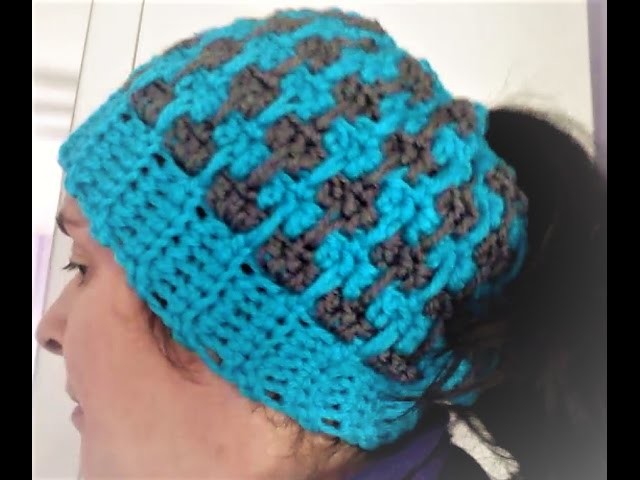 Gorro coletero a crochet messy bun hat #tutorial #paso a paso
