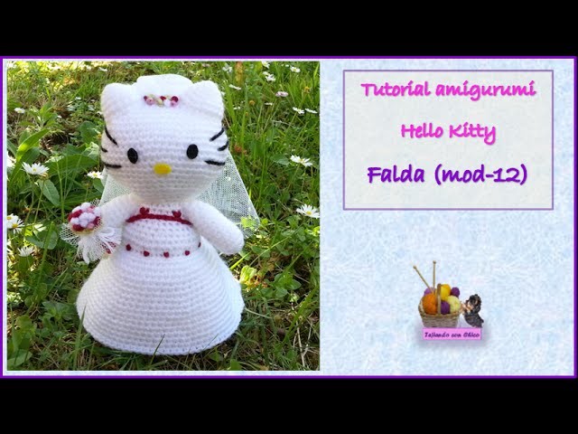 Tutorial amigurumi Hello Kitty novia - Falda (mod-12)