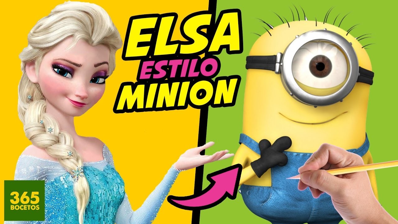 COMO DIBUJAR A ELSA ESTILO MINION - Como sería la princesa Elsa si fuera un Minion