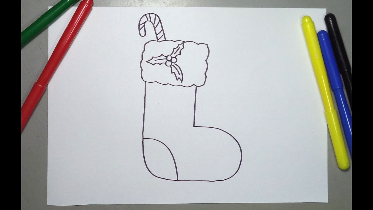 Cómo dibujar paso a paso una bota navideña de adorno