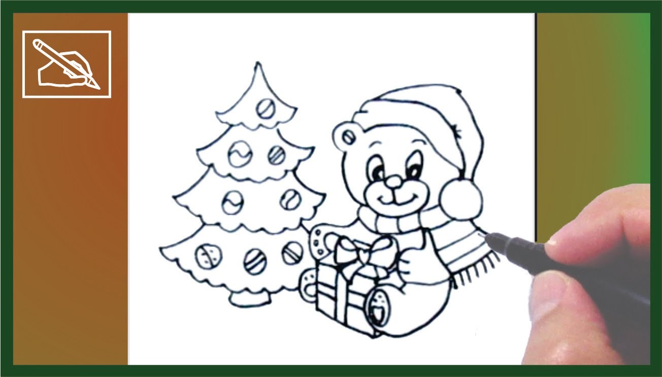 Cómo Dibujar Un Osito De Navidad - Drawing a Christmas Teddy Bear