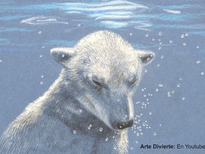 Cómo dibujar un oso polar bajo el agua, con lápices de colores - Burbujas