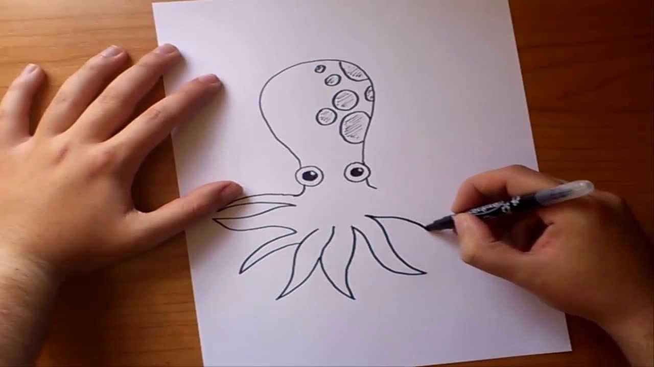 Como dibujar un pulpo paso a paso | How to draw a octopus
