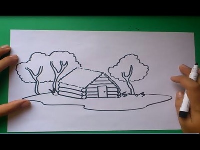 Como dibujar una cabaña paso a paso | How to draw a cabin
