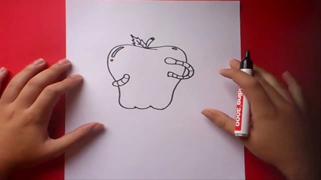 Como dibujar una manzana paso a paso | How to draw an apple