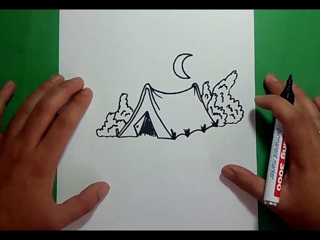 Como dibujar una tienda de campaña paso a paso | How to draw a tent