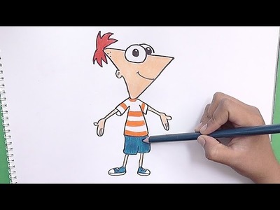 Como dibujar y pintar a Phineas (Phineas y Ferb) - How to draw and paint Phineas