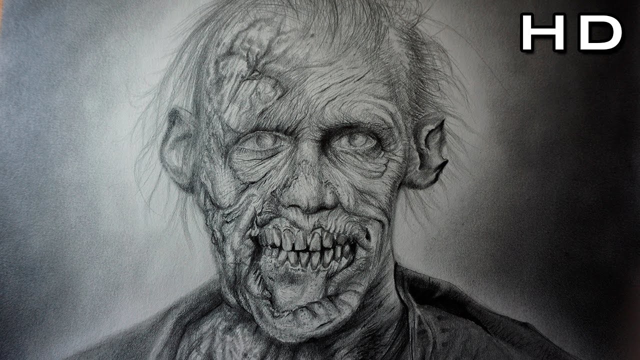 Increíble y Aterrador Dibujo de un Zombie Realista a Lápiz - Dibujando un Zombie