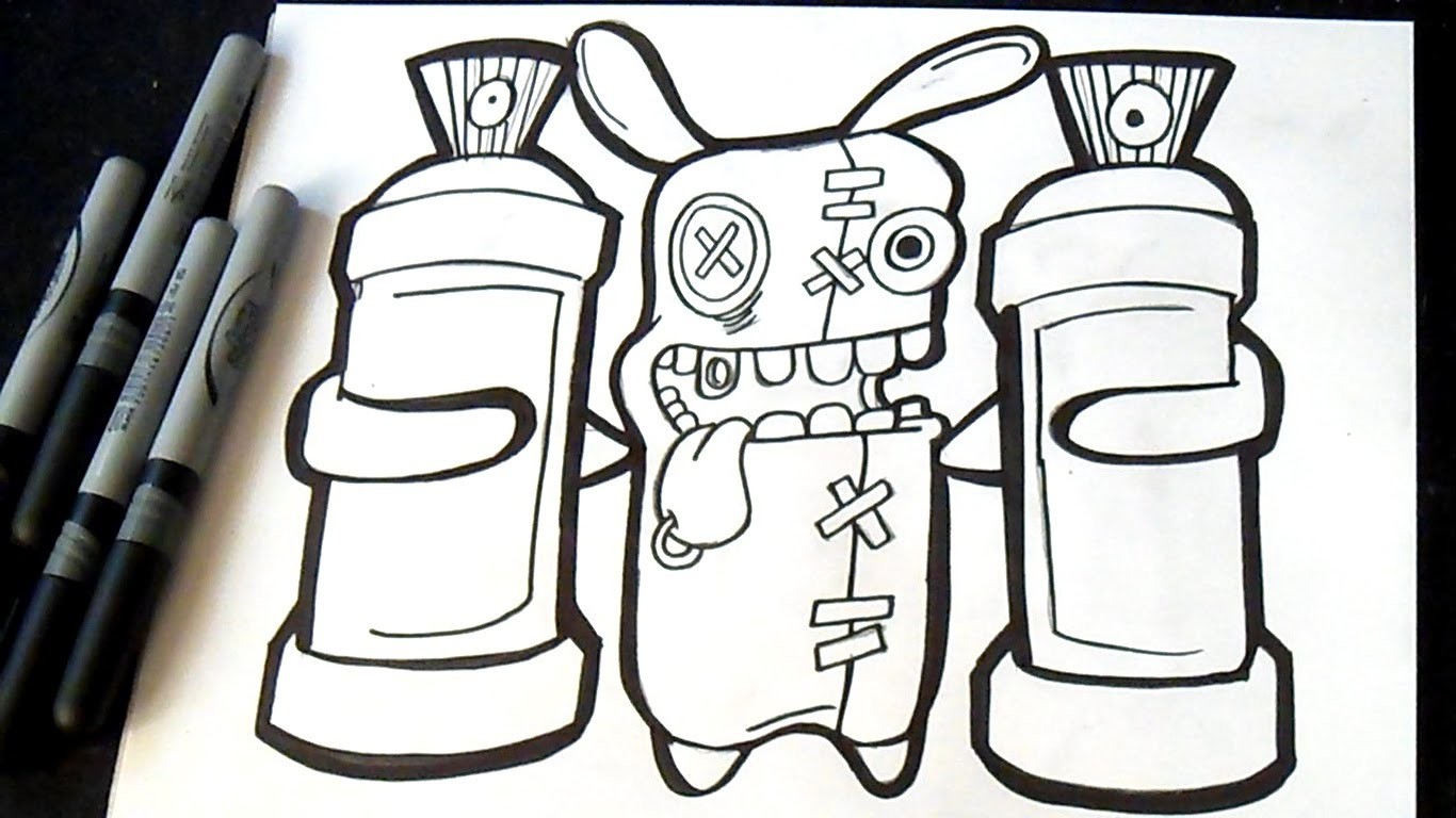 Cómo dibujar un Conejo Loco con dos latas de Spray | Graffiti | ZaXx