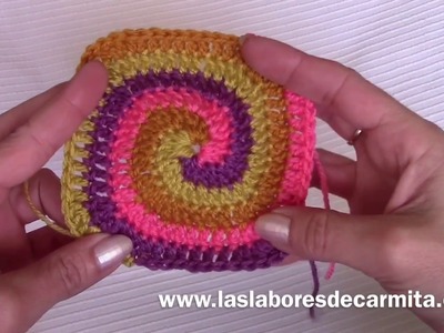 Crochet tutorial cuadrado en espiral paso a paso